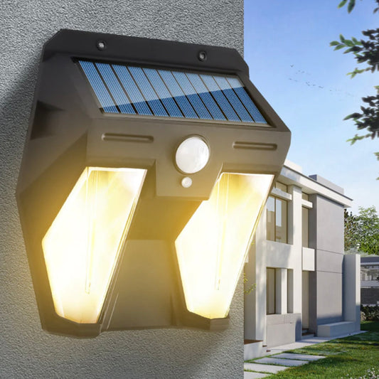 TWO TRIANGLE BULB DESIGN OUTDOOR SOLAR WALL LAMP