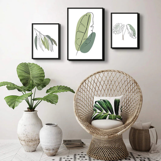 GREEN LEAVES WALL GALLERY SET (SET OF 3)