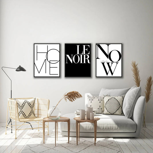 MONOCHROMATIC TYPOGRAPHY WALL GALLERY SET (SET OF 3)